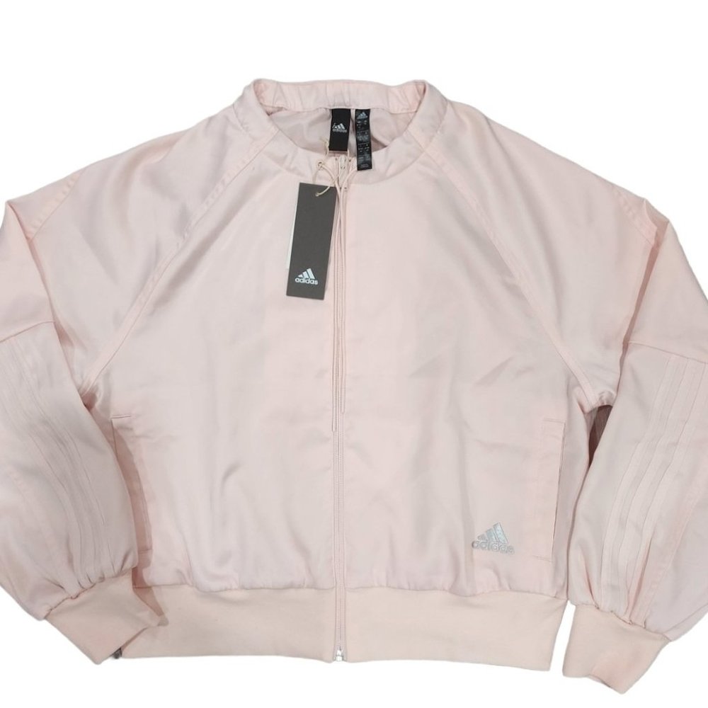 NWT Adidas Women's Peach/Pink Track Jacket ST Glam CovUp Full Zip Up Size M